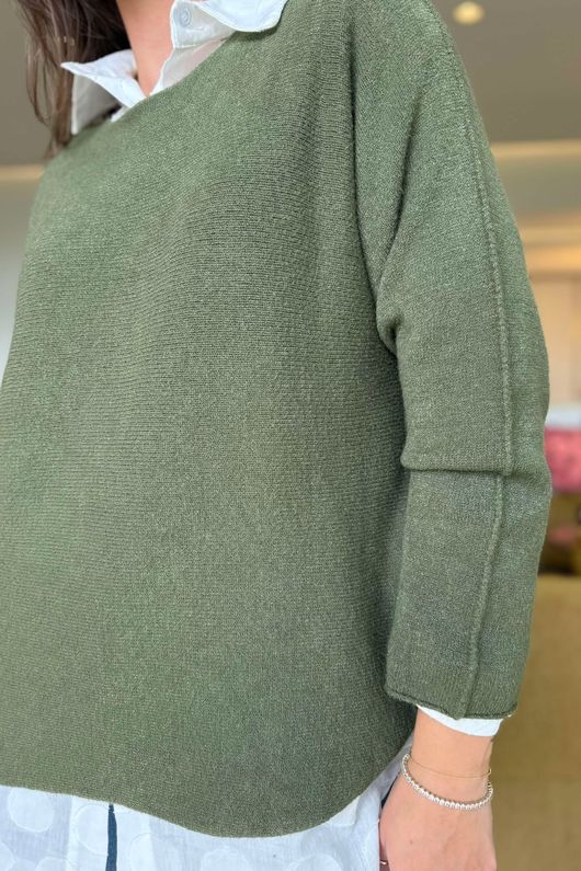 Made in Italy Conrad Body Skim Knit Jumper Khaki /10 =